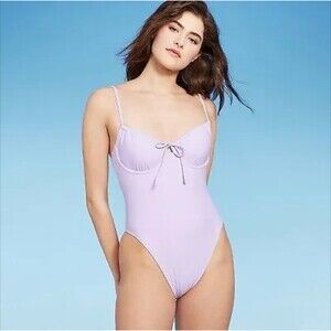 Wild Fable Underwire High Leg Cheeky One Piece Swimsuit Lilac XXS